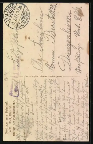 AK Pfalzfeld / Hunsrück, Gasthaus zum Bahnhof, Teilansicht