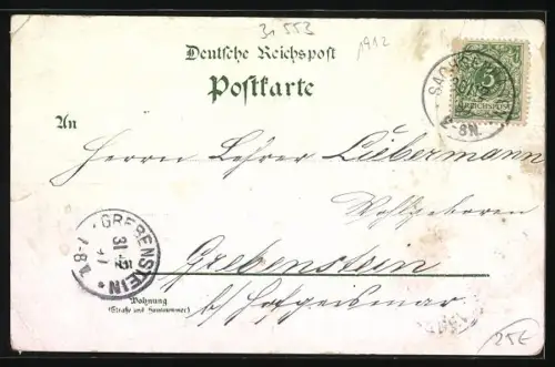 Lithographie Sachsenhagen, Gasthof Zum Stadtkeller, Alies Schloss, Rathaus