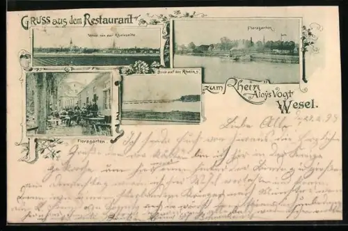 AK Wesel / Rhein, Restaurant zum Rhein, Bes. Alois Vogt, Floragarten
