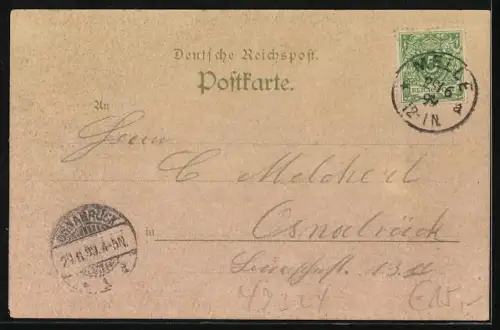 Lithographie Bad Melle, Gut Bruche, Otto's Höhe, Dietrichsburg, Totalansicht