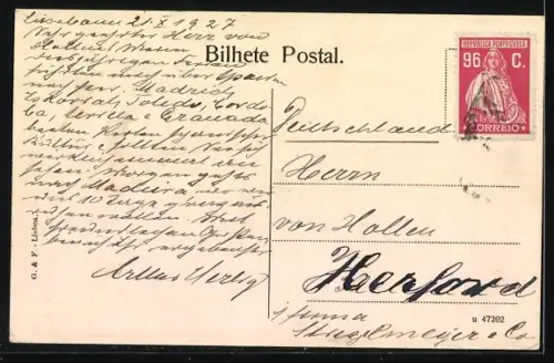 AK Lisboa, Praca D. Pedro IV., Strassenbahn