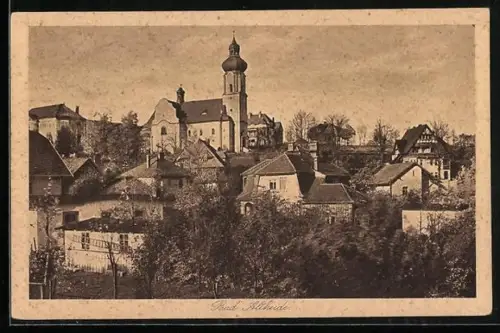 AK Bad Altheide, Teilansicht mit Kirche