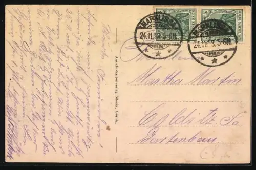 AK Marklissa a. Qu., Talsperre mit Turmgebäude aus der Vogelschau