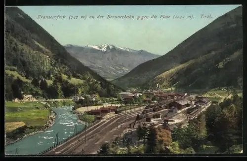 AK Franzensfeste, Gesamtansicht mit Bahnhof und Plose
