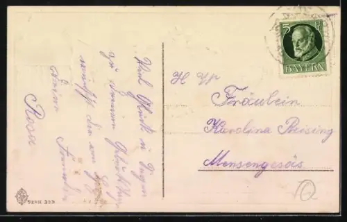 AK Reichs- und Reichskriegsfahne umrahmen den Spruch Gott mit uns