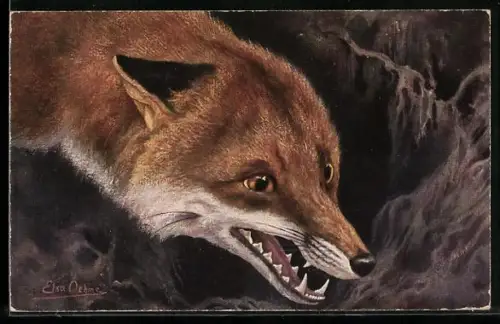 Künstler-AK Fuchs nimmt seine Beute ins Visier