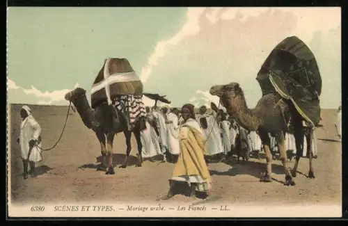 AK Mariage arabe, Les Fiancés, Chameaux, Scenes et Types, arabische Volkstypen