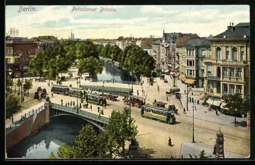 AK Berlin-Tiergarten, Strassenbahn auf der Potsdamer Brücke