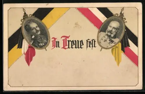 AK Kaiser Franz Josef I. von Österreich, Zweibund, in Treue fest