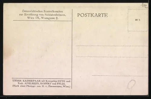 AK Kaiser Karl I. von Österreich mit Gemahlin und Kronprinz Otto, Erzherzogin Adelheid, Robert und Felix