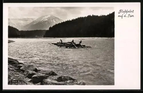 AK Flossfahrt auf der Isar
