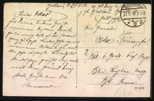 AK Breslau, Neue Werderbrücke und Universität vom Wasser aus