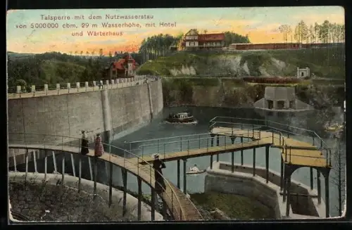 AK Marklissa, Talsperre mit Hotel und Wärterhaus