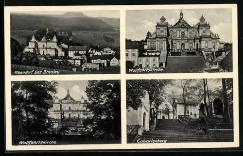 AK Albendorf, Wallfahrtskirche, Calvarienberg, Blick zum Ort
