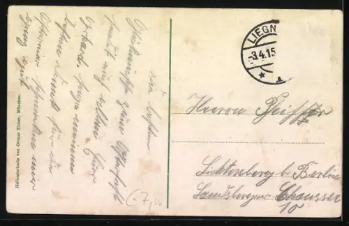 AK Liegnitz, Stadtpanorama vom Fluss aus