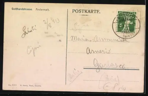 AK Andermatt, Stadttotale an der Gotthardstrasse