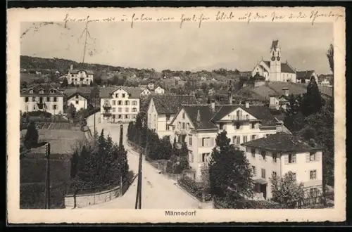 AK Männedorf, Ortsansicht aus der Vogelschau