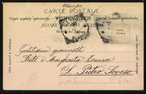 AK Weissenstein a. d. Albulastrasse, Teilansicht mit Bach und Bergspitzen