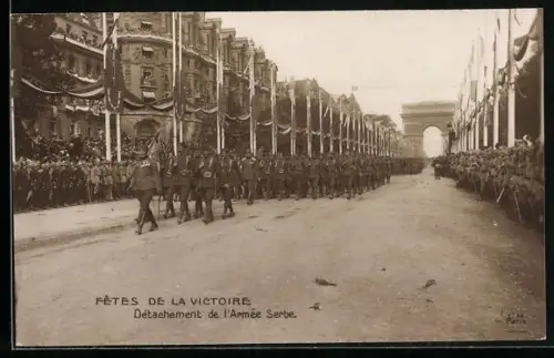 AK Paris, Fêtes de la Victoire, Détachement de l`Armee Serbe
