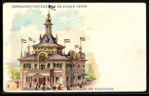 Lithographie Paris, Exposition Universelle de Paris 1900, Pavillon du Transvaal