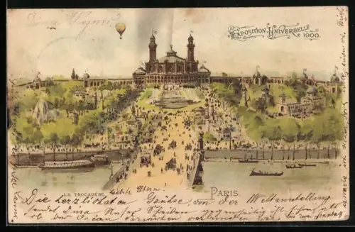 Lithographie Paris, Exposition universelle de 1900, Le Trocadéro