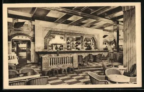 AK Paris, Le Lido des Champs-Élysées, le bar monumental en marbre, interieur