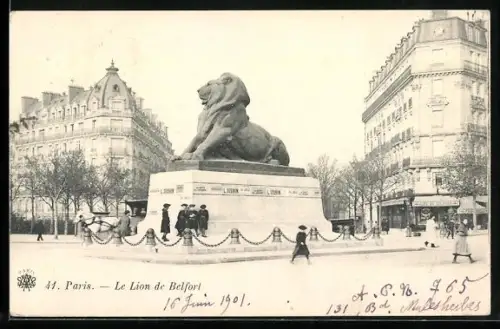 AK Paris, Place Denfert-Rochereau, Le Lion de Belfort