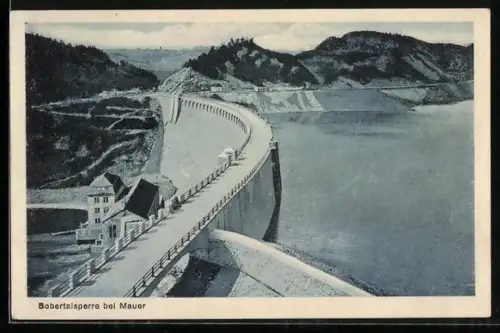 AK Mauer i. Rgb., Die Bobertalsperre aus der Vogelschau