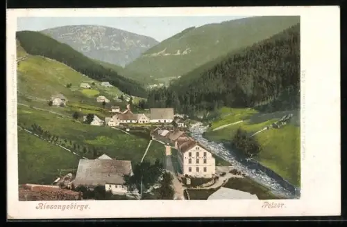 AK Petzer / Riesengeb., Ortsansicht aus der Vogelschau