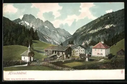 AK Weissbach bei Lofer, Hirschbühel, Ortspartie mit Kapelle