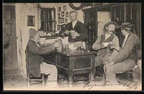 AK Bauern in französischen Trachten speisen gemeinsam zum Abendbrot