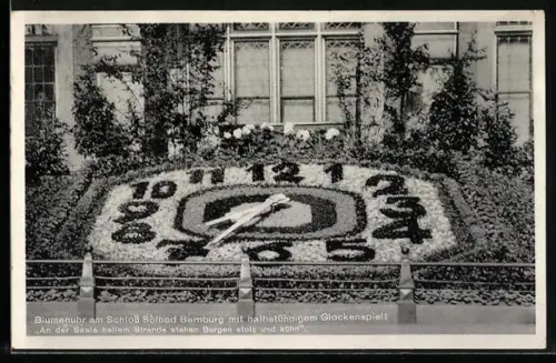 AK Bernburg, Schloss, Blumenuhr mit halbstündigem Glockenspiel