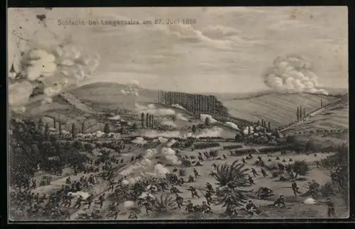 AK Langensalza, Schlacht bei Langensalza am 27. Juni 1866