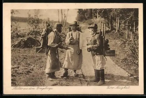 AK Männer in Trachten aus dem Erzgebirge