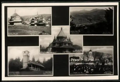 AK Jasina, Strukyvska Kostel, Platz mit Kirche