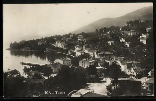 AK Ica, Totalansicht mit kleinem Anlegesteg und Bergpanorama