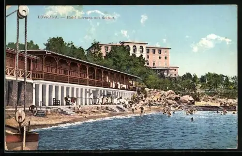 AK Lovrana, Hotel Lovrana mit Seebad