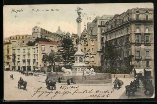 AK Napoli, La piazza dei Matiri, Denkmal