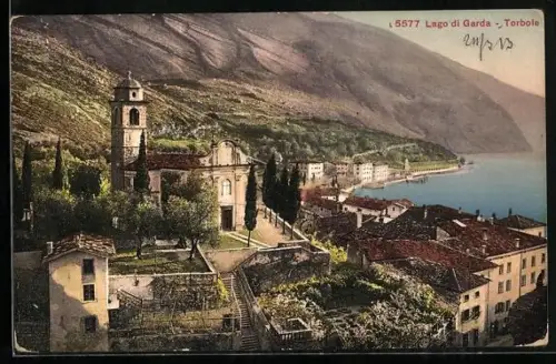 AK Torbole / Lago di Garda, Teilansicht mit Bergen