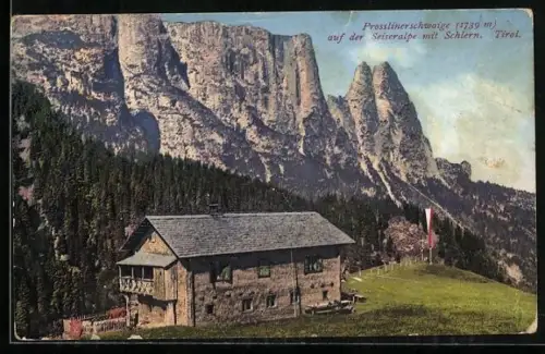 AK Seis am Schlern, Prosslinerschwaige auf der Seiseralpe