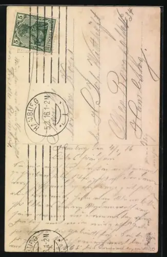 AK Reichsadler mit Pickelhaube und Eichenblättern, Treudeutsche Wünsche zum Geburtstag