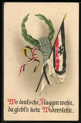 AK Hand mit Kranz und Flagge, Zweibund