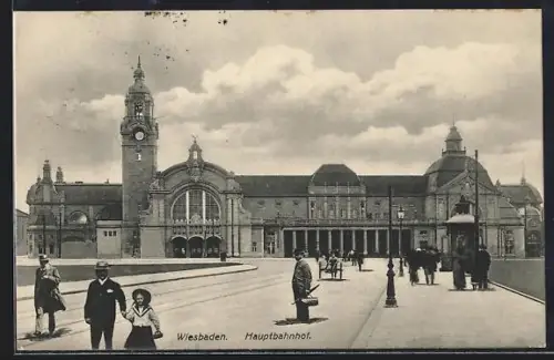 AK Wiesbaden, Blick auf den Hauptbahnhof