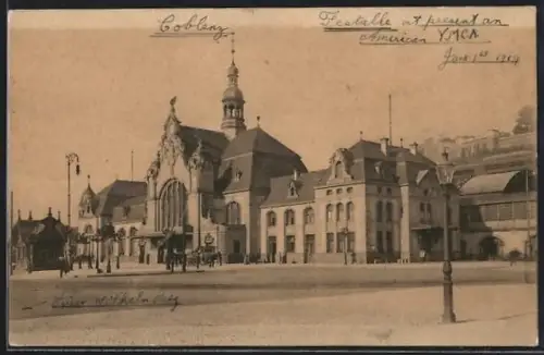 AK Koblenz, Blick auf den Neuen Bahnhof