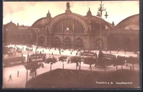 AK Frankfurt a. M., Hauptbahnhof, Strassenbahnen