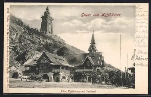 AK Kyffhäuser, Kyffhäuserdenkmal, Hotel Kyffhäuser