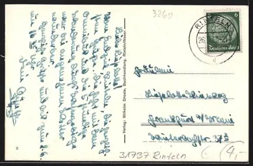 AK Rinteln a. d. Weser, Hindenburg-Brücke mit Weserpartie