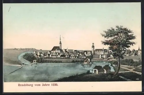 AK Rendsburg, Ansicht von Rendsburg im Jahre 1230