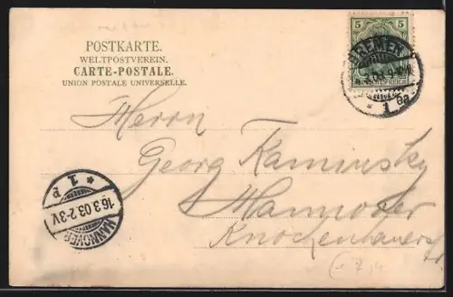 AK Bremen, Blick über die Weser auf Bremen