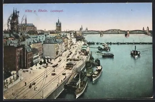 AK Köln, Leystapel, Dampferanlegestelle